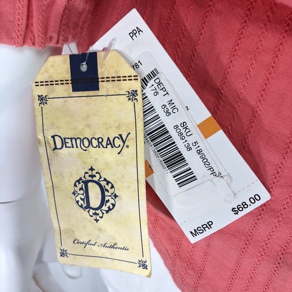 Tropical Palm Tree Peach Small Democracy Top Shirt - Picture 6 of 8